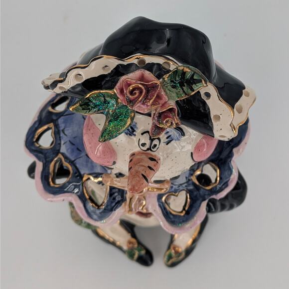 Heather Goldminc Snowman Lady Tea Light Candle Holder Retired Blue Sky Clayworks - Picture 6 of 12